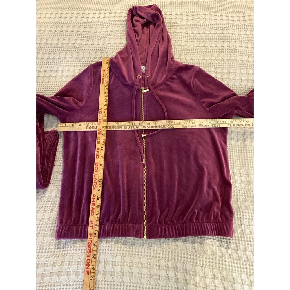 Cable & Gauge Burgundy Velour Set Zip Front‎ Hoodie & Pants Sz Large Athleisure